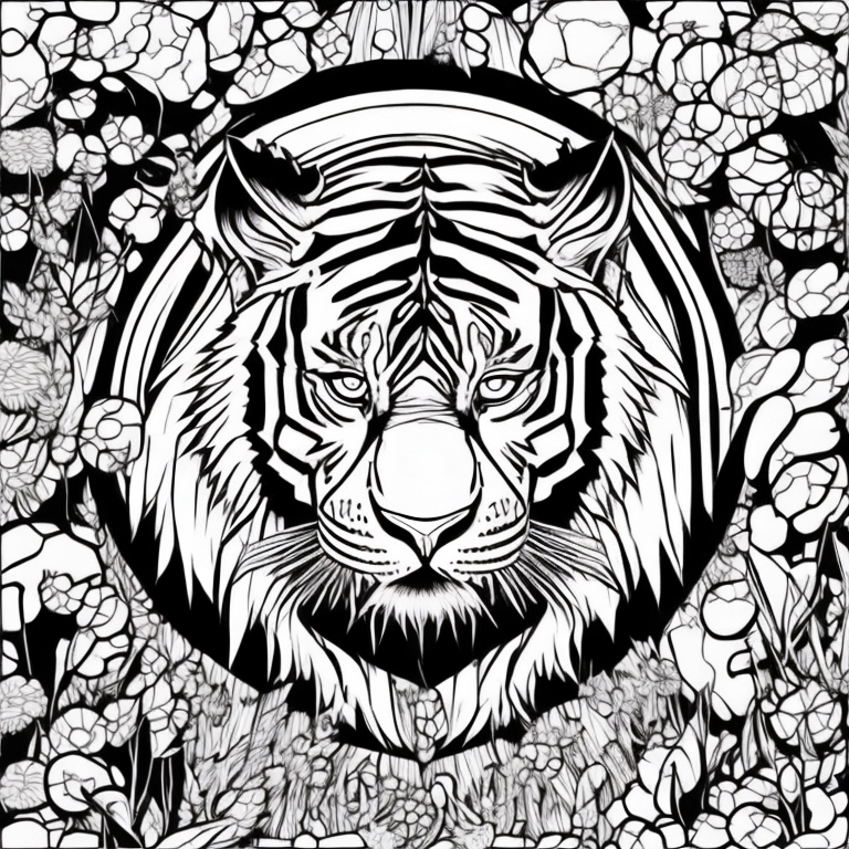 crie um tigre preto e branco para colorir coloring page