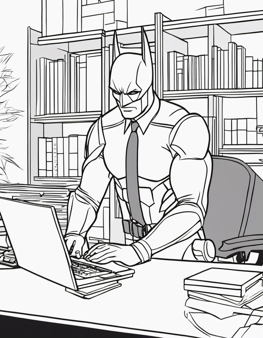 batman working in office  coloring page