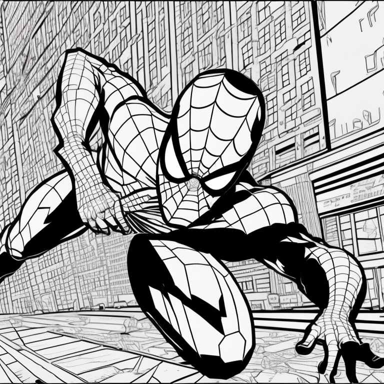 Spiderman in new york coloring page