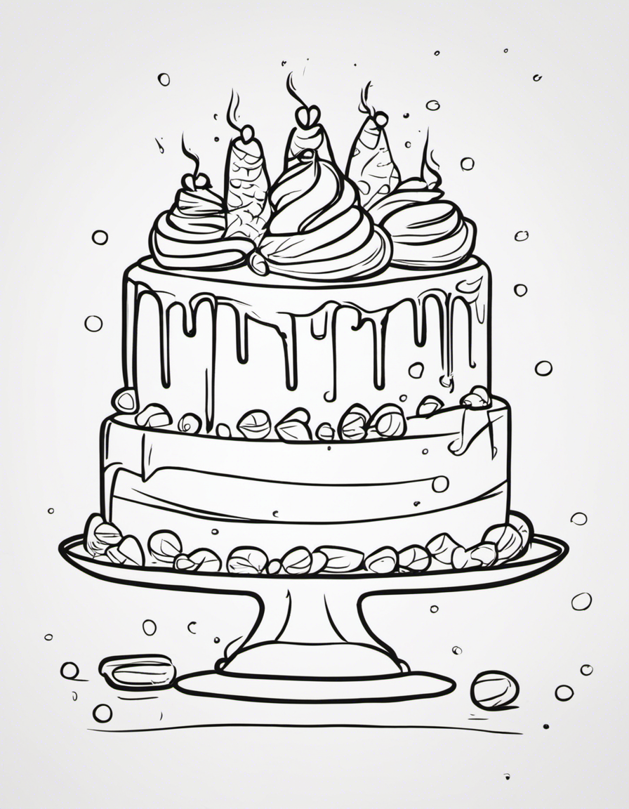 cartoon cake coloring page