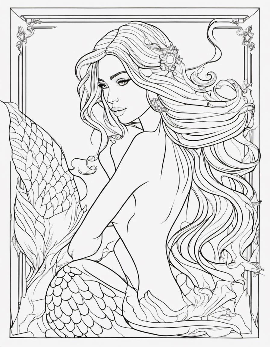 mermaid for adults coloring page