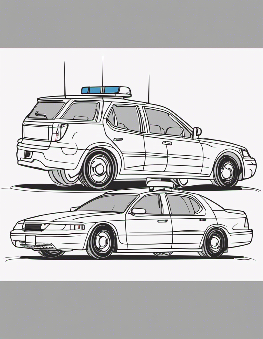 police car for children coloring page