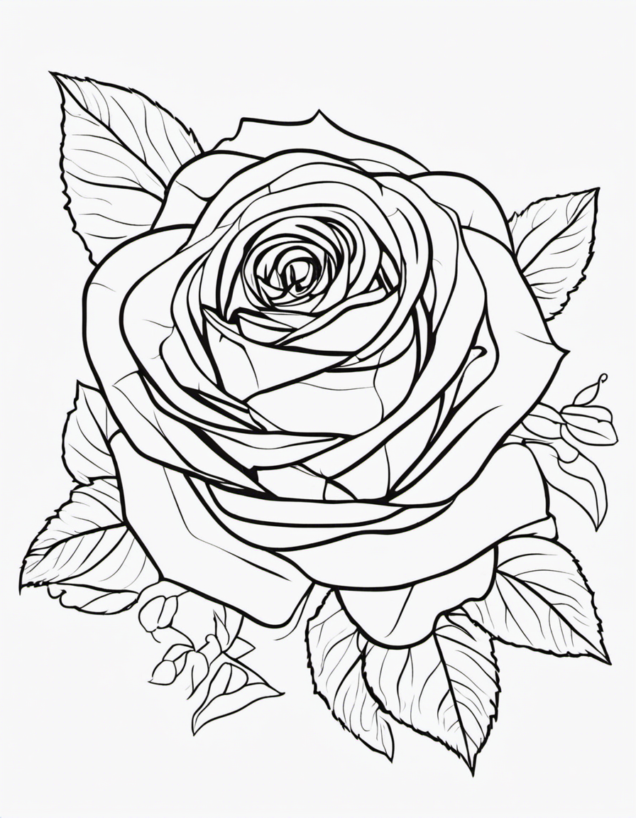 cartoon rose coloring page