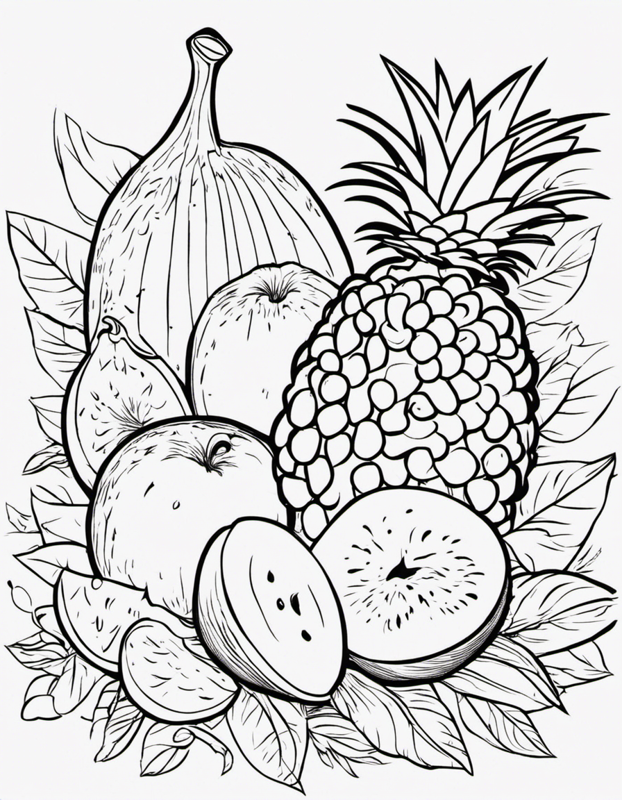 cartoon fruit coloring page