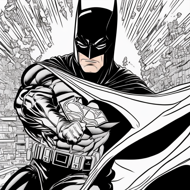 Batman punching Superman in the face coloring page