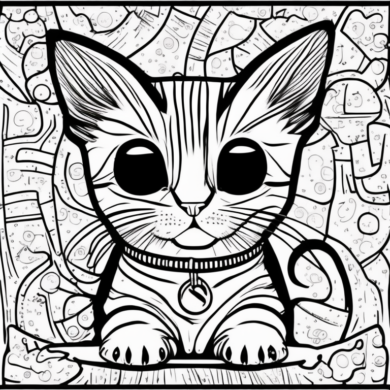 (simple) cute cat coloring page