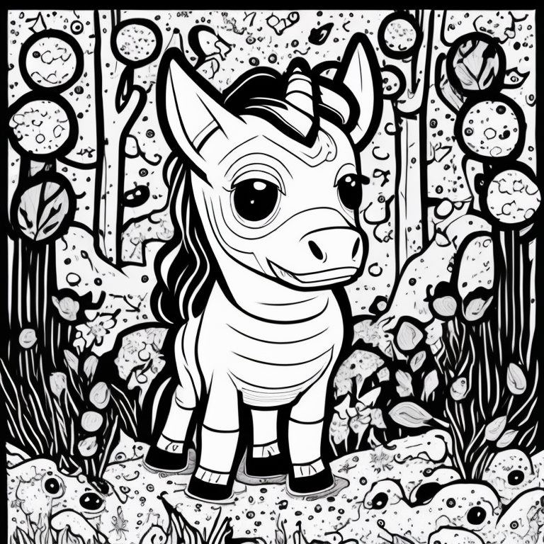 Baby cute unicorn coloring page