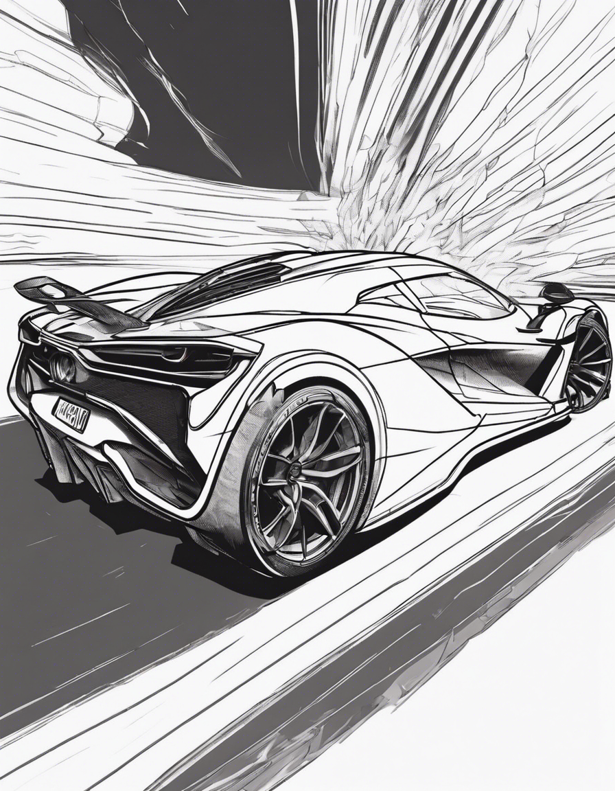 hypercar doing a burnout coloring page