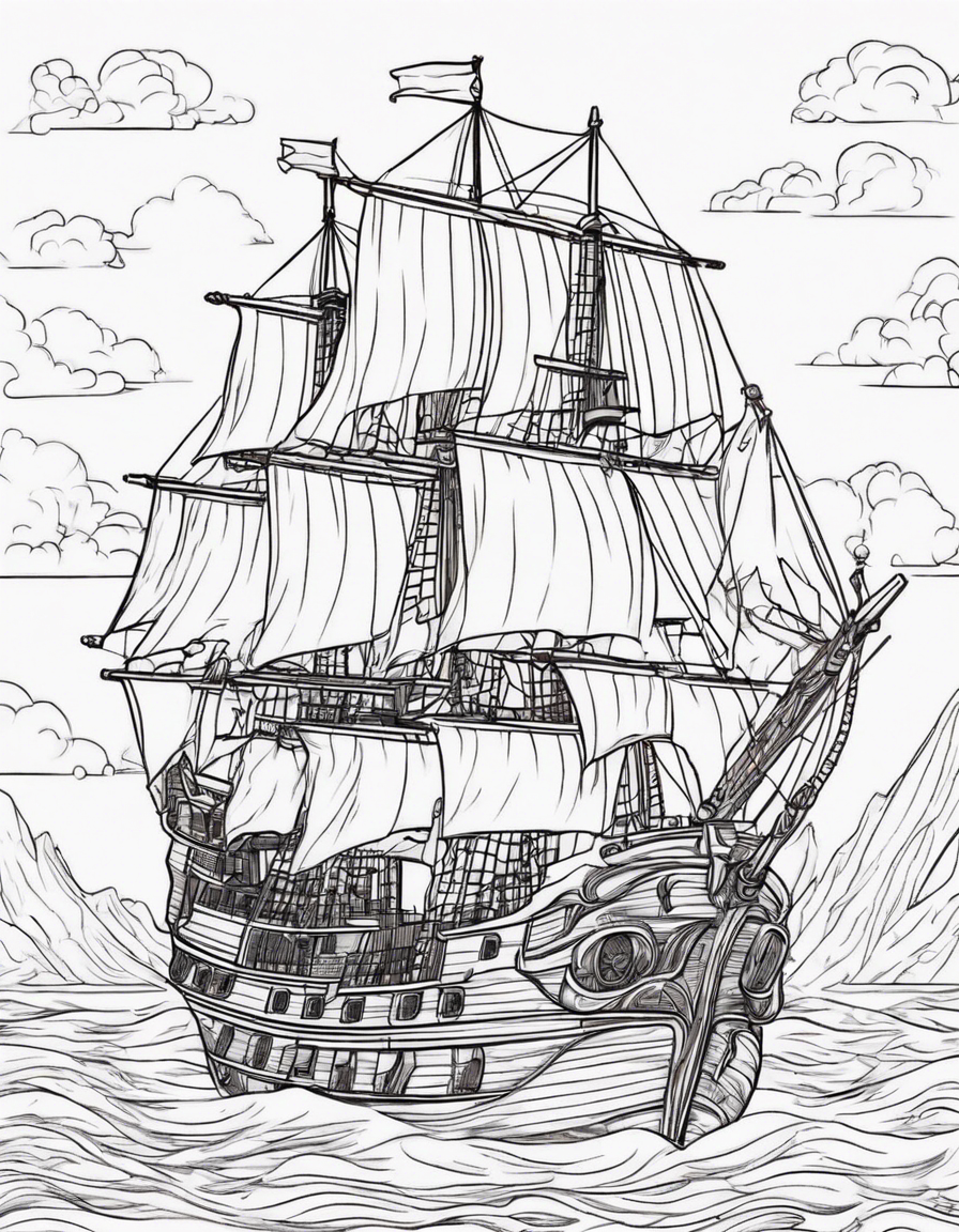 pirate ship coloring page