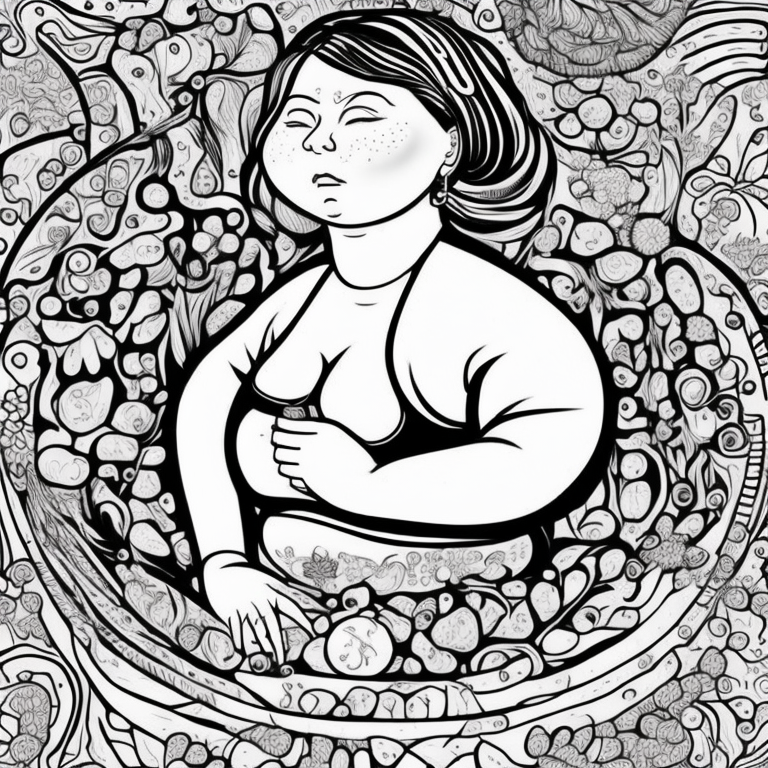 fat women body art  coloring page