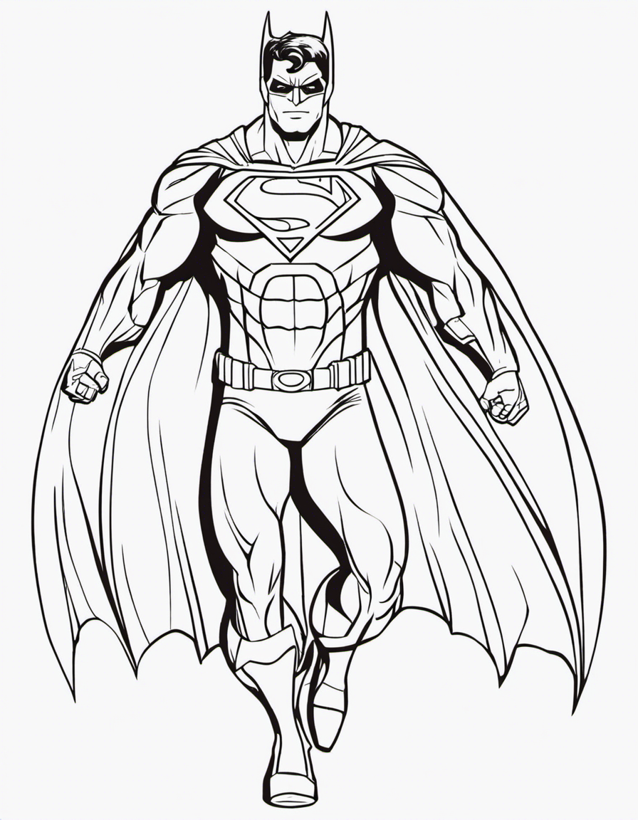 batman with a superman shirt coloring page