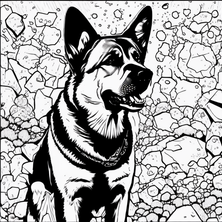 stately german shepherd on white background coloring page