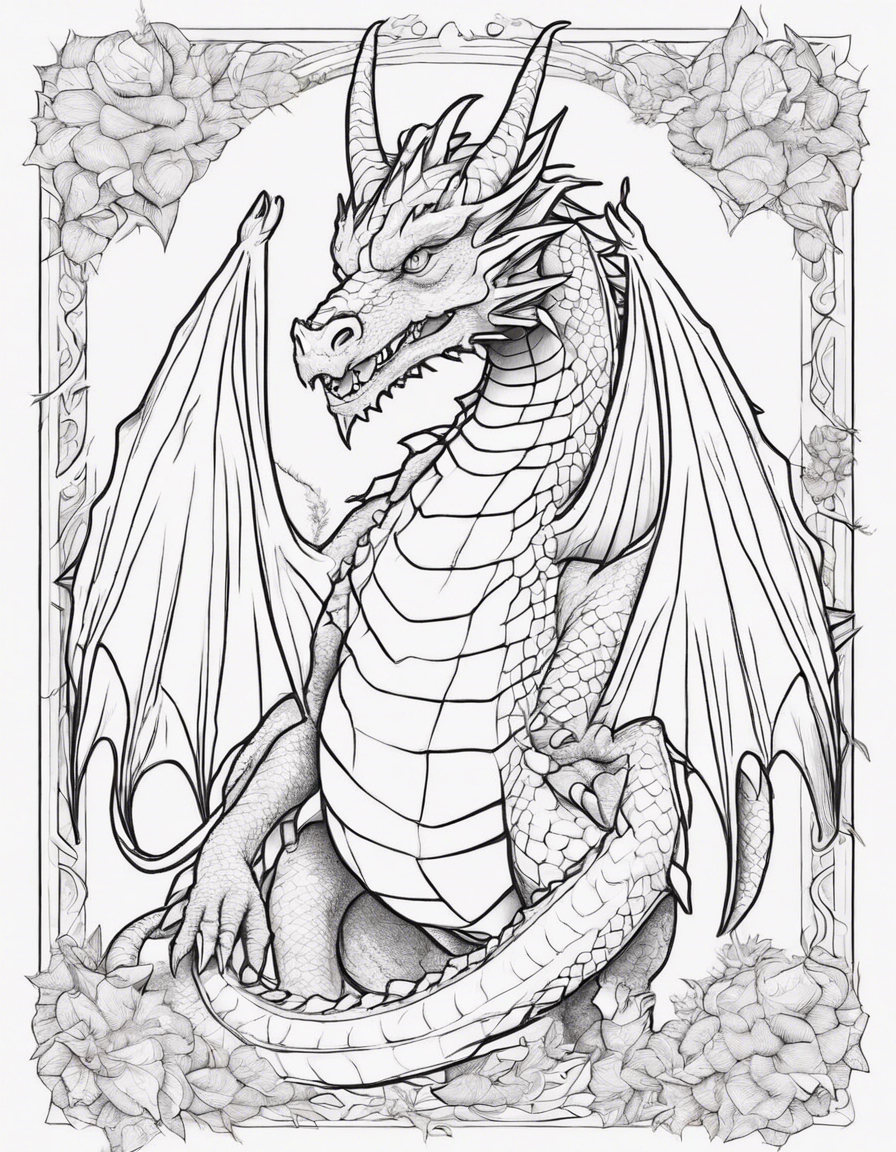 dragon with no greyscale, and two heads coloring page