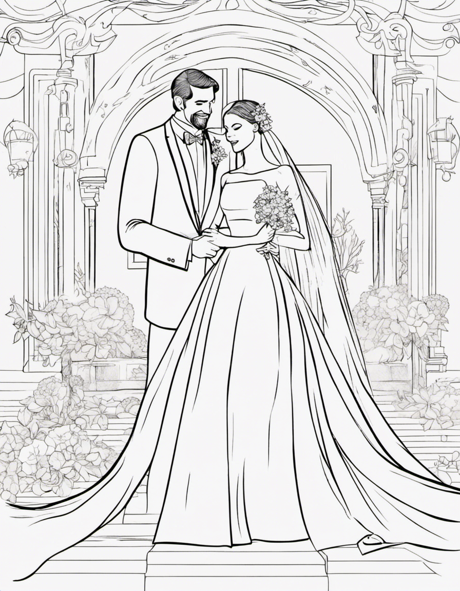 cartoon wedding coloring page