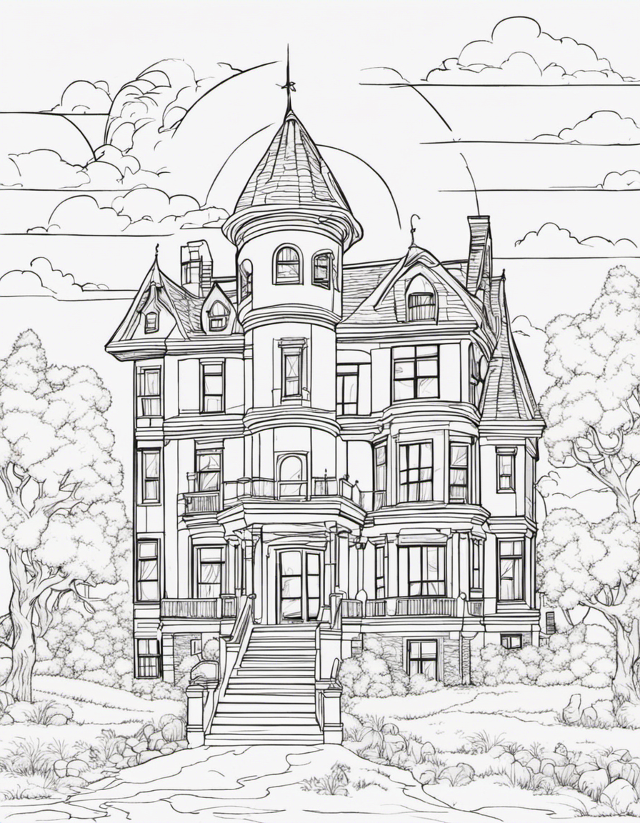 haunted house coloring pages