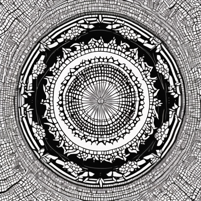 Very complex mandala building coloring page