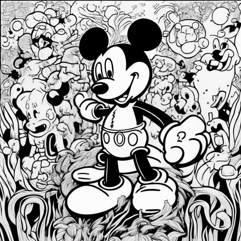 Free mickey mouse riding a lion coloring page 2023