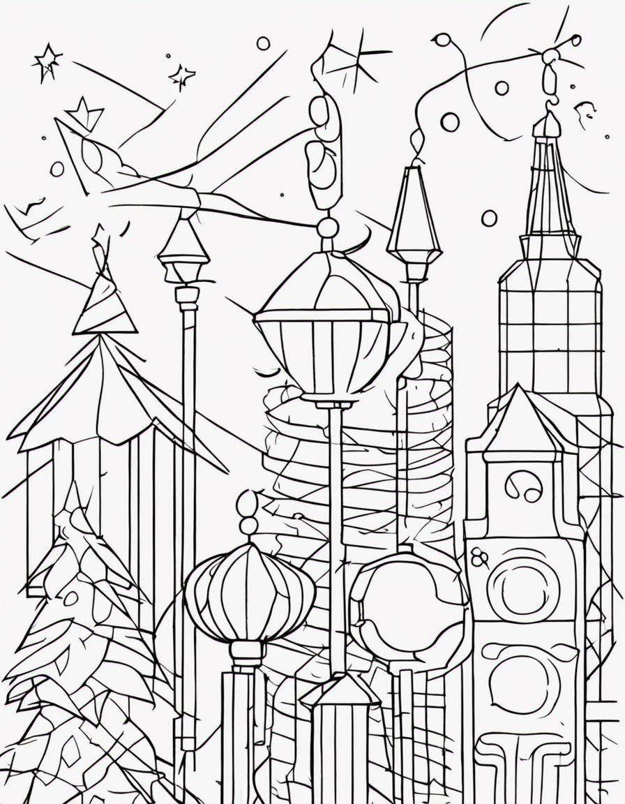 realistic christmas lights coloring page