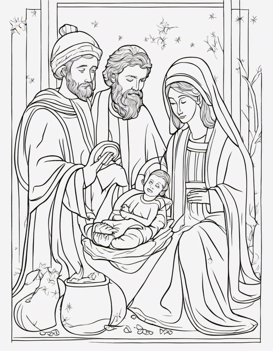 realistic nativity coloring page