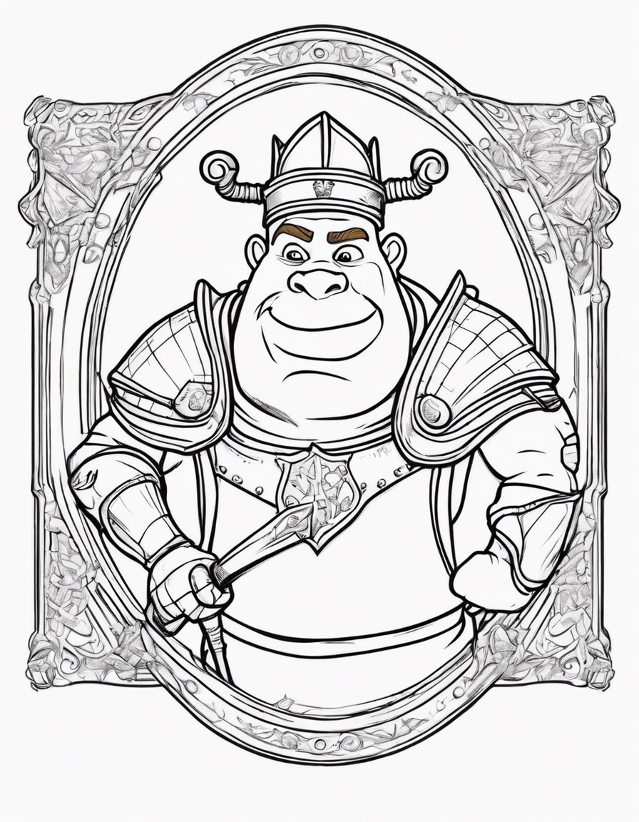 Shrek dressed as a knight  coloring page