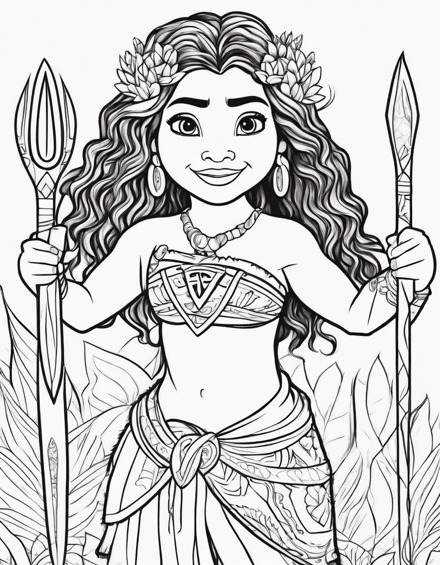 MOANA E UMA CRIANÇA DE 2 ANOS JUNTAS coloring page