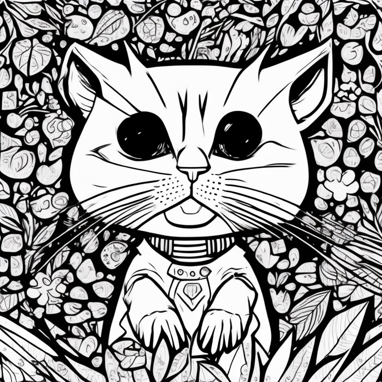 A cute cat coloring page