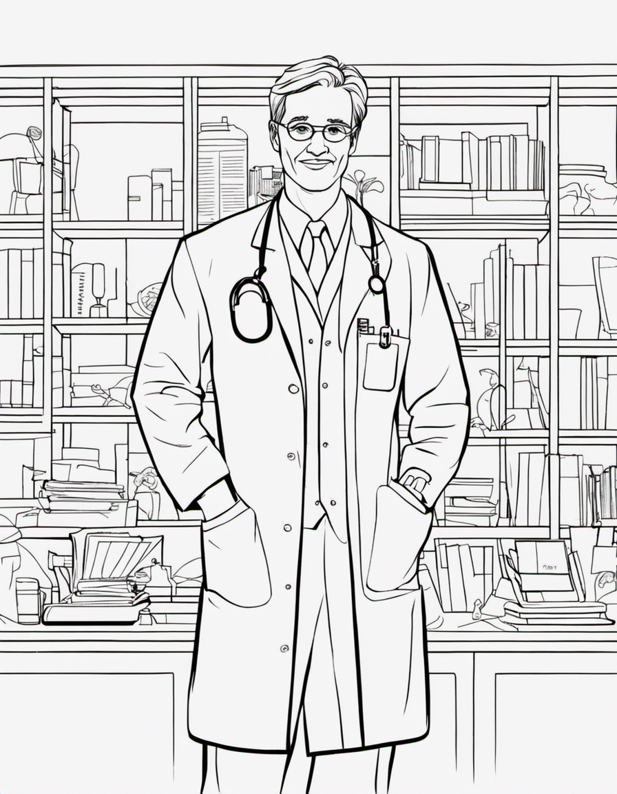 realistic doctor nurse coloring page