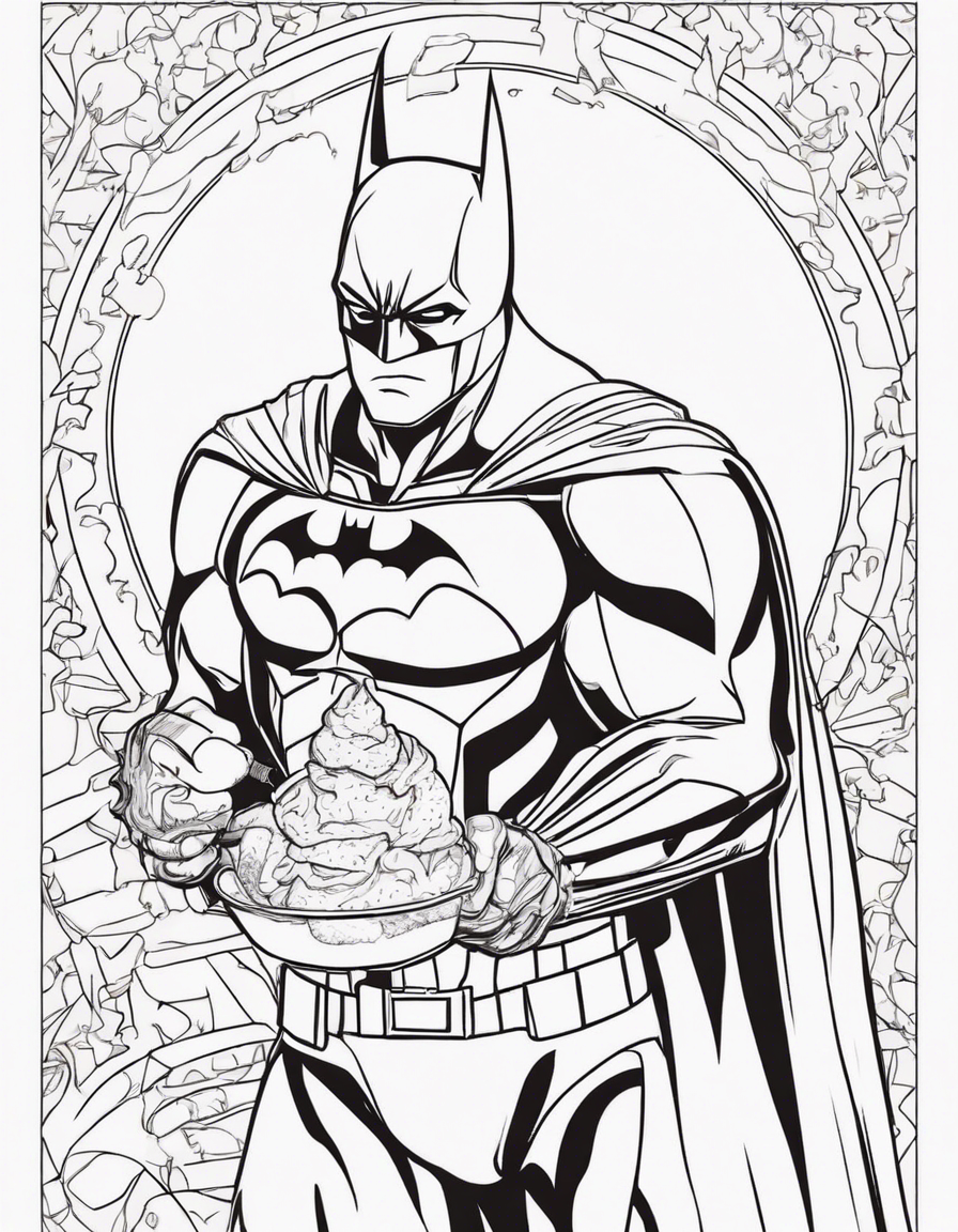 Batman eating an ice cream cone  coloring page