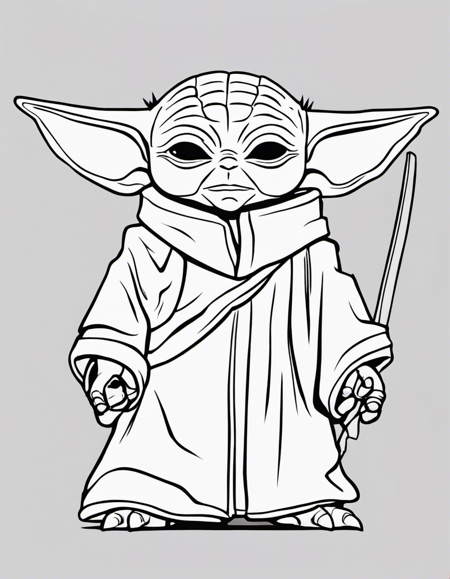 adorable baby yoda coloring page