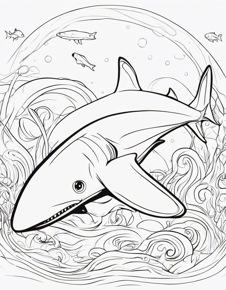 realistic baby shark coloring page