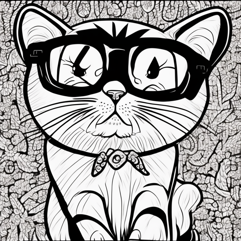 drawing of a cute cat for coloring, in black and white, friendly and playful position, linear lines to create clear contours of the cat, with a white background