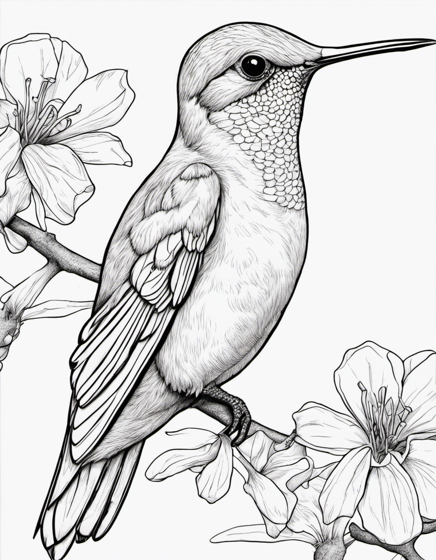 realistic hummingbird coloring page