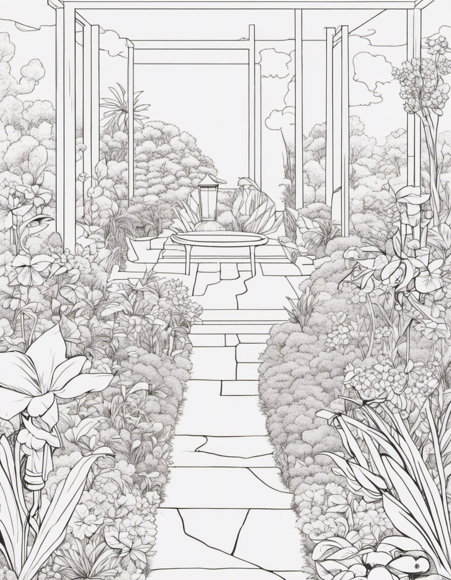 garden for adults coloring page