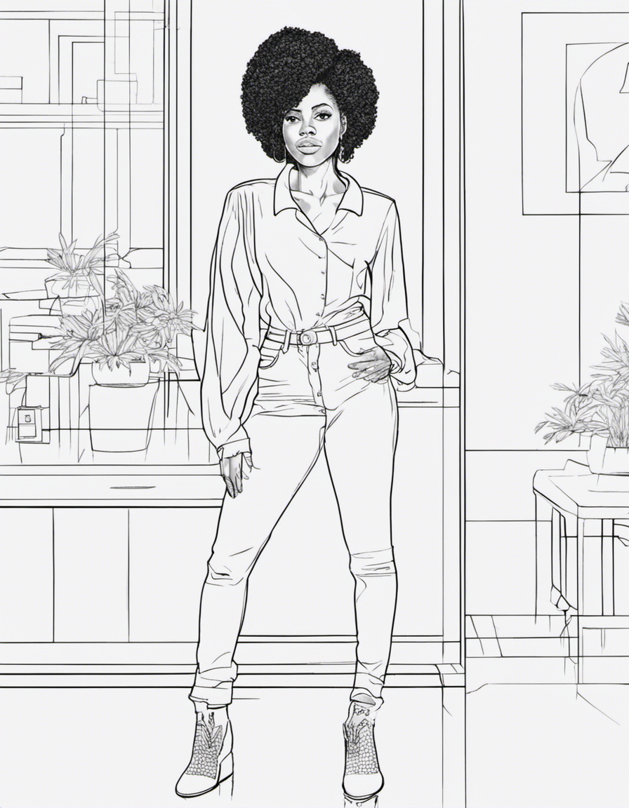 realistic black girl coloring page