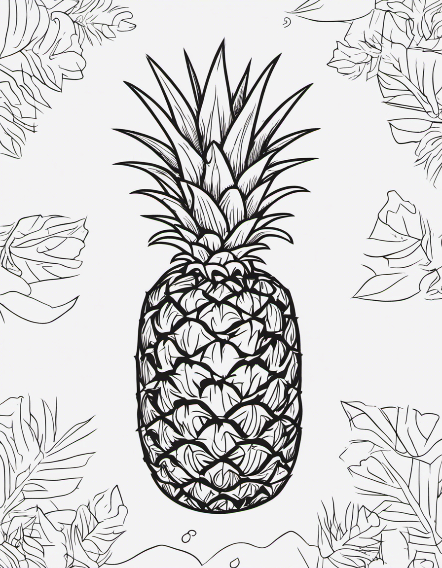 cartoon pineapple coloring page