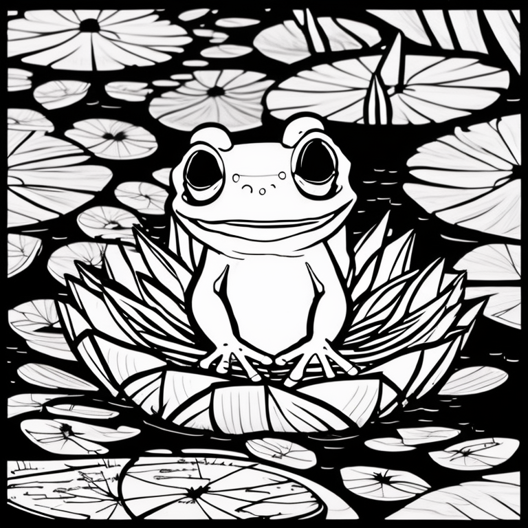 A cute frog in a water lily with another by the side in a river