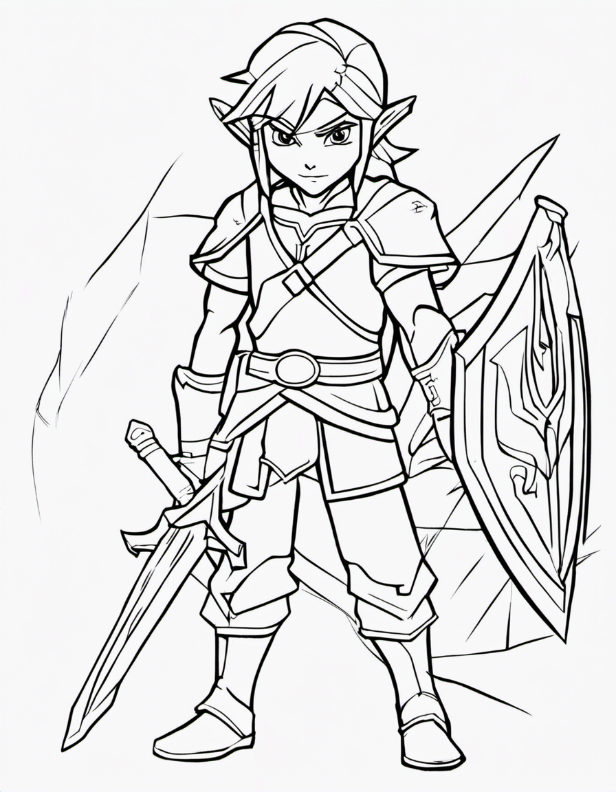 cartoon link from zelda coloring page