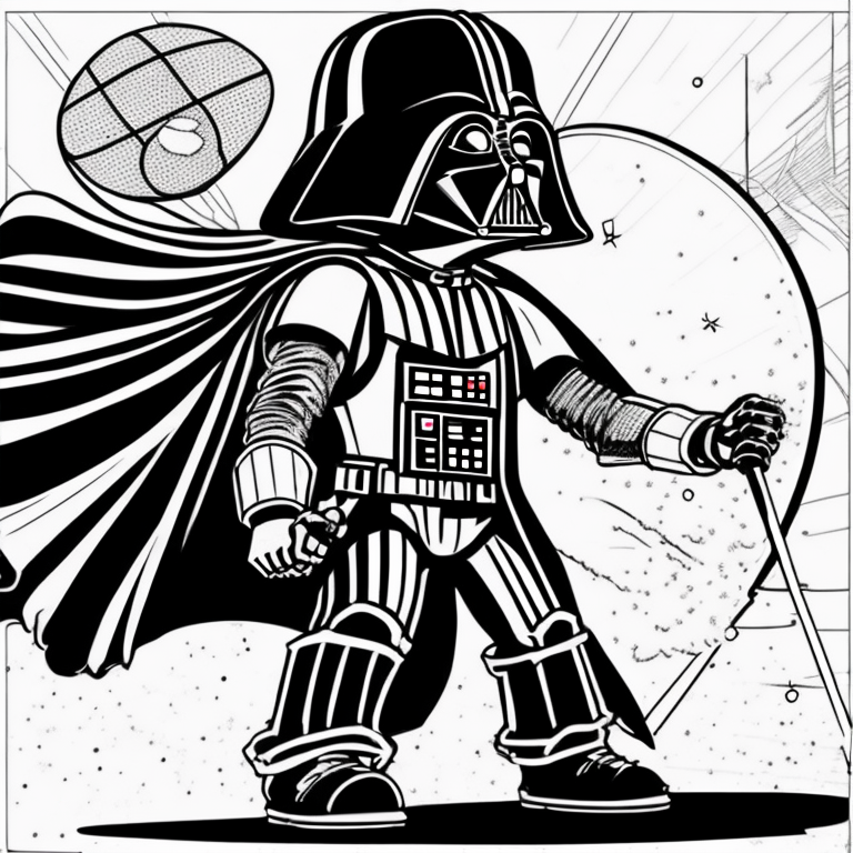 darth vader playing tennis coloring page