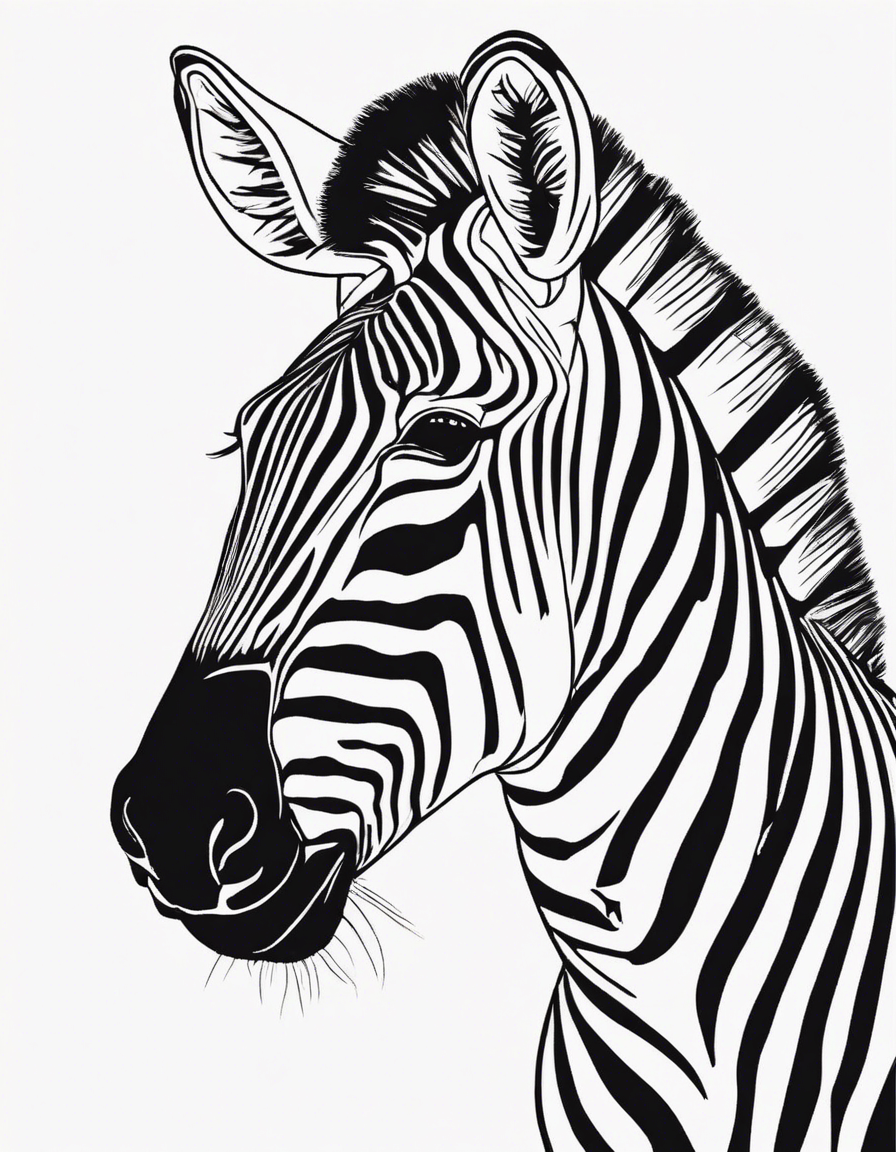 zebra black and white coloring page