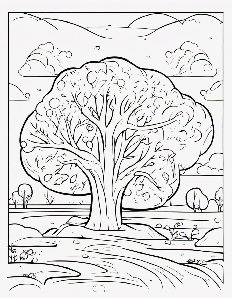 cartoon tree coloring page