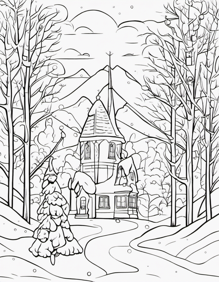 cartoon winter coloring page