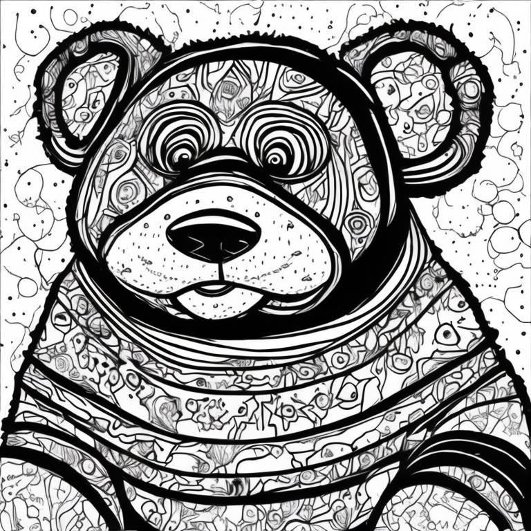 urso preto e branco fundo branco para colorir coloring page