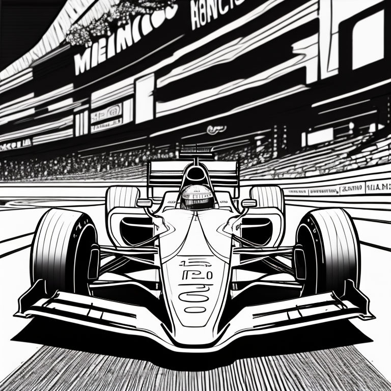 f1 car on monaco race coloring page