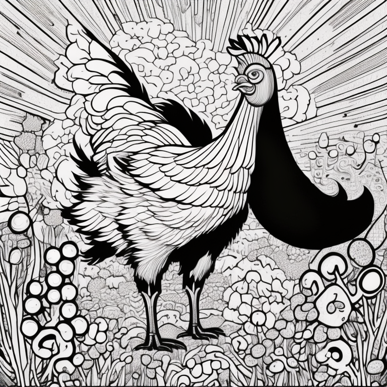 Hen beautiful coloring page