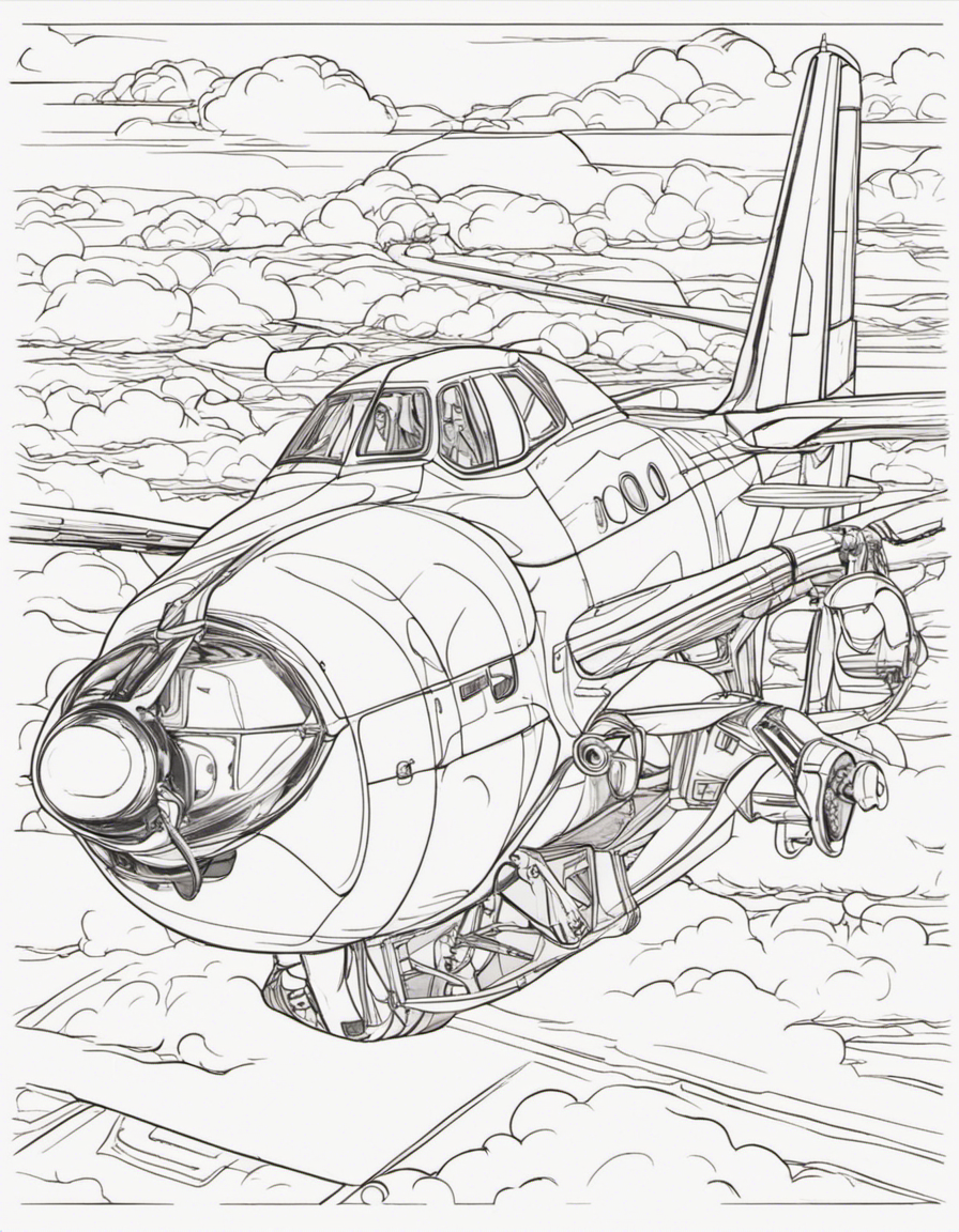 realistic airplane coloring page