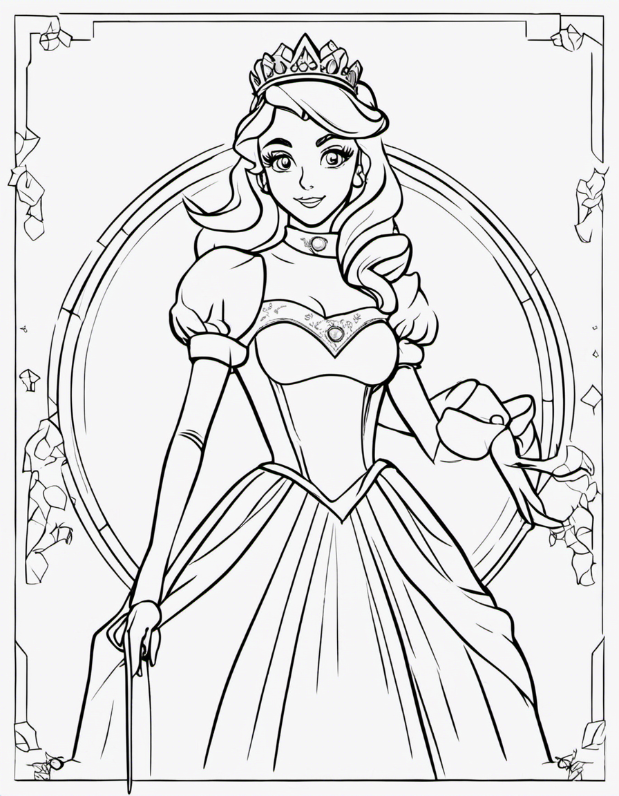 cartoon princess peach coloring page