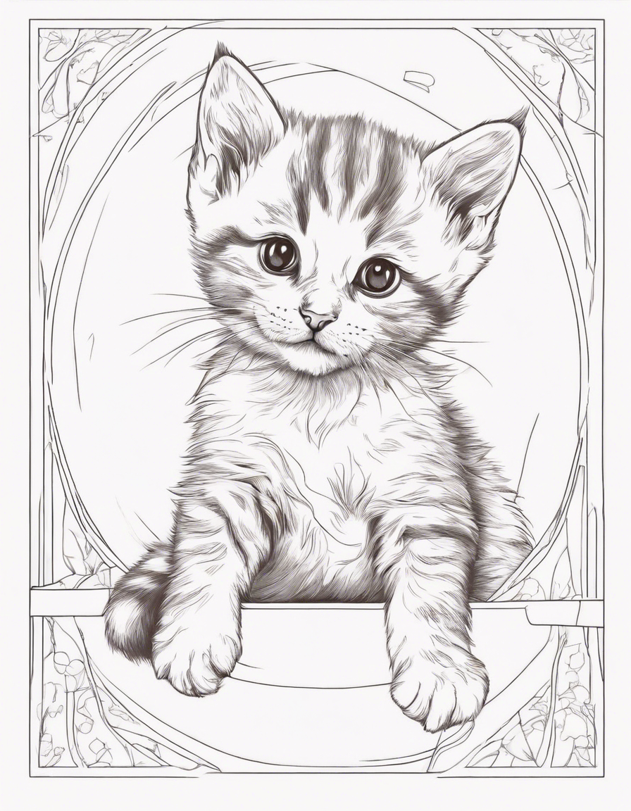 little kitten laying on her back coloring page