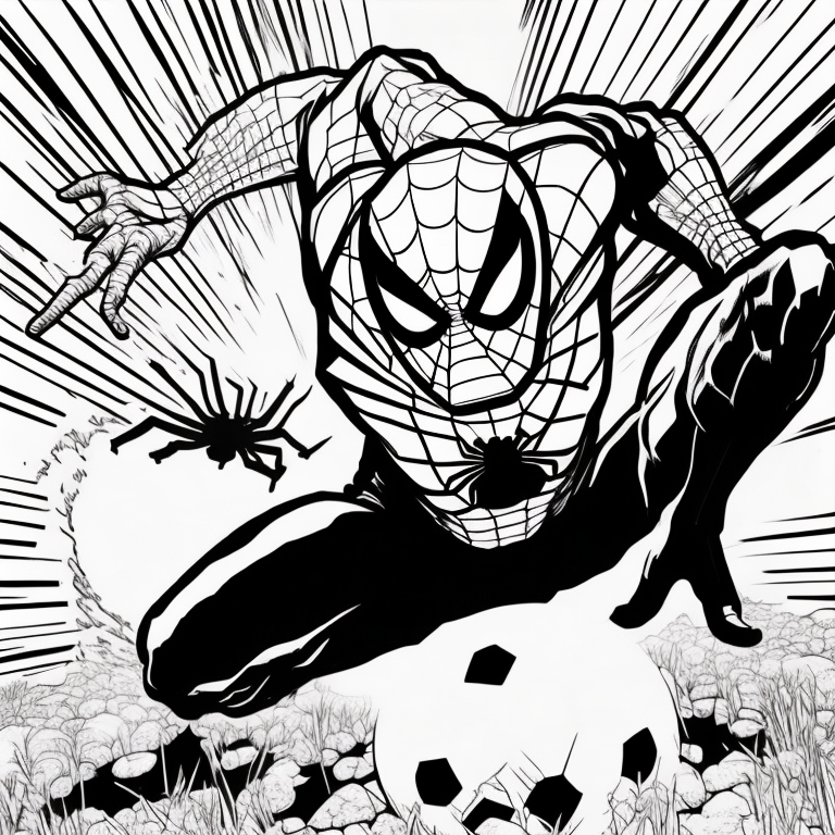 Spider-Man paying soccer  coloring page