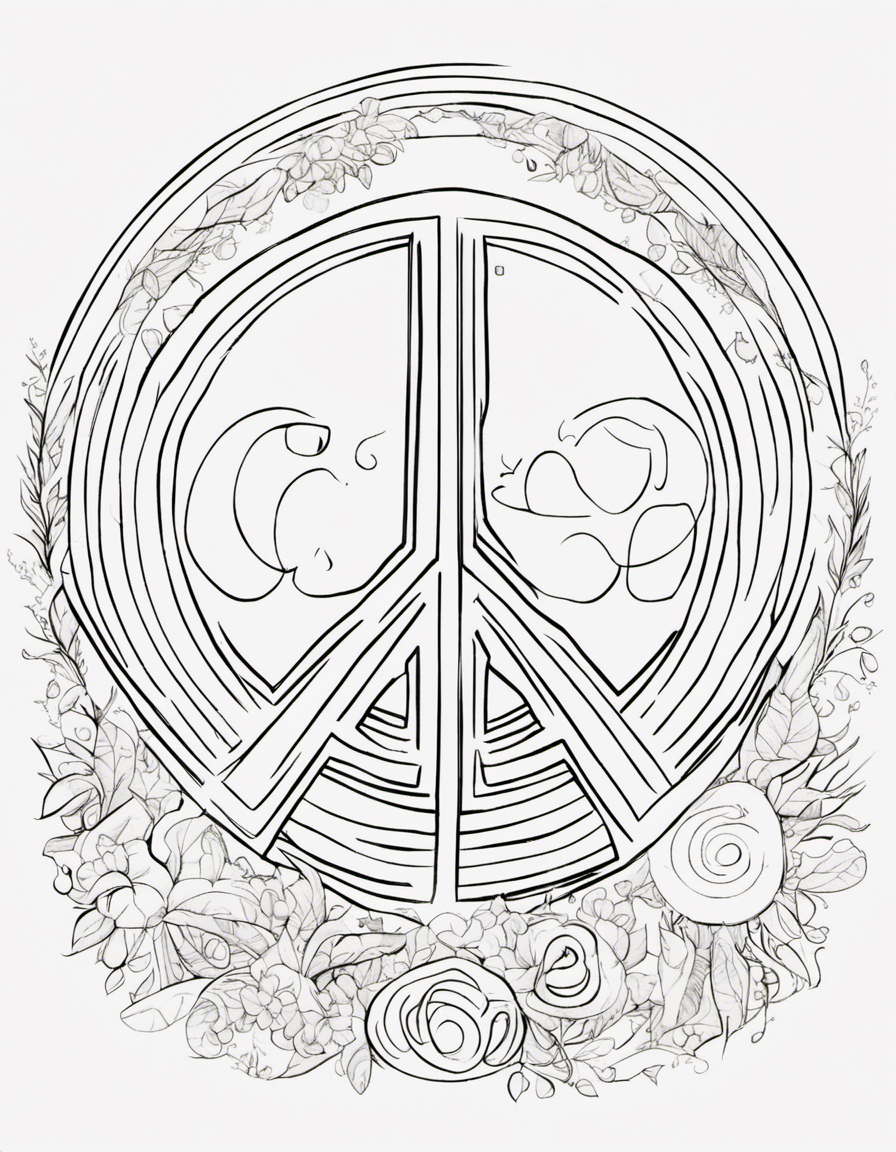 cartoon peace coloring page