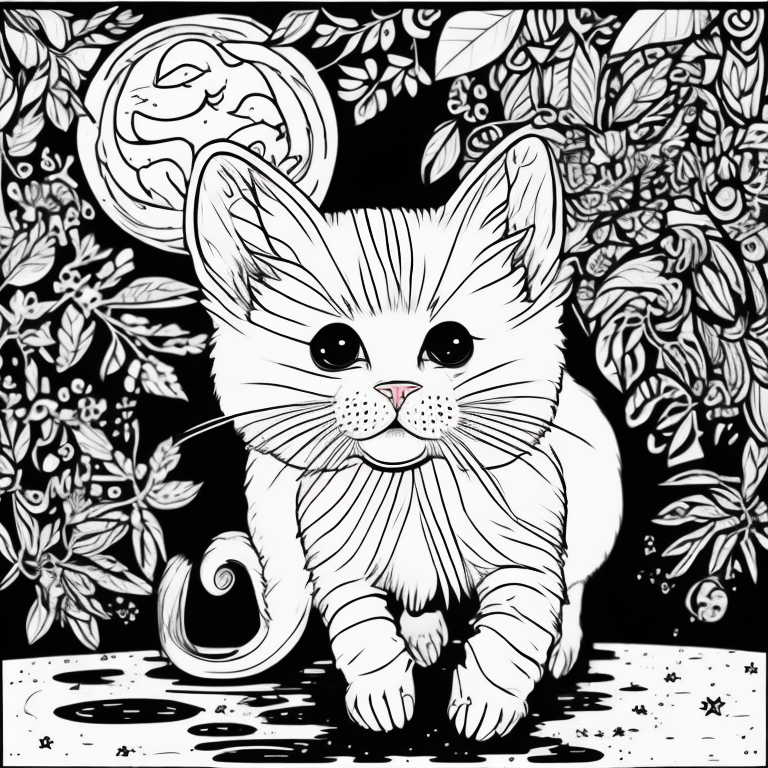 a cute cat coloring page